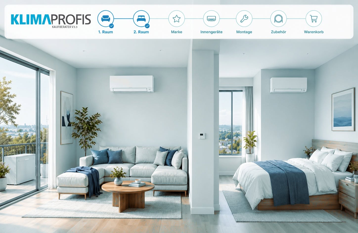 Online-Berater für den Kauf einer Klimaanlage (optional mit Montageservice und Zubehör)
